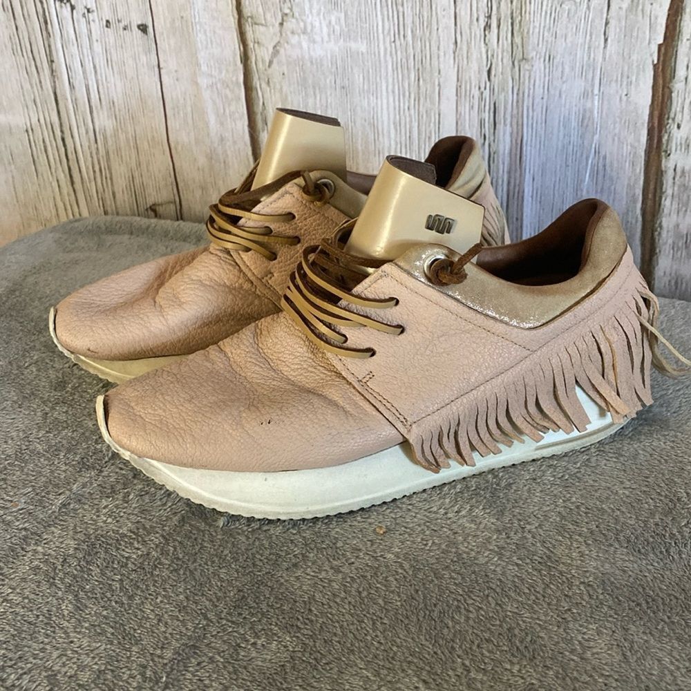 Esse ut Esse Fringe Nude Leather Sneakers Size 37 Made in Italy